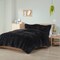 Black Soft Sherpa Faux Fur 3-Piece Comforter Set with Pillow Shams
